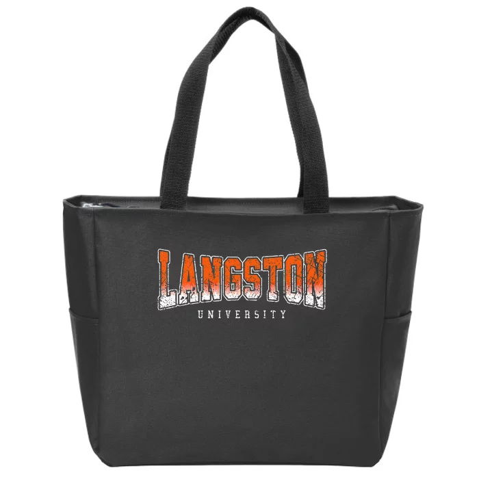 Langston Arch Retro University Athletic Sports Zip Tote Bag