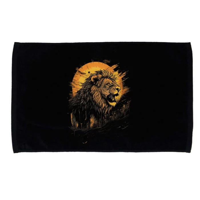 Lion Animal Retro Style Graphic Tee for Boy Girl Microfiber Hand Towel