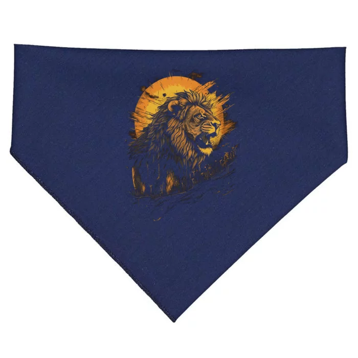 Lion Animal Retro Style Graphic Tee for Boy Girl USA-Made Doggie Bandana