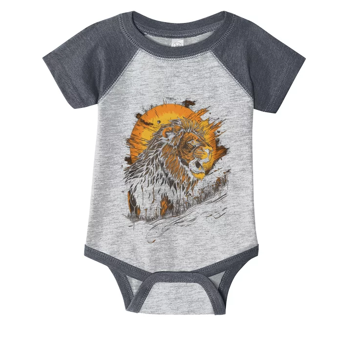 Lion Animal Retro Style Graphic Tee for Boy Girl Infant Baby Jersey Bodysuit