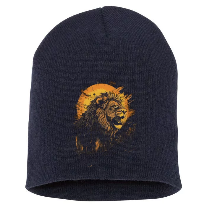 Lion Animal Retro Style Graphic Tee for Boy Girl Short Acrylic Beanie