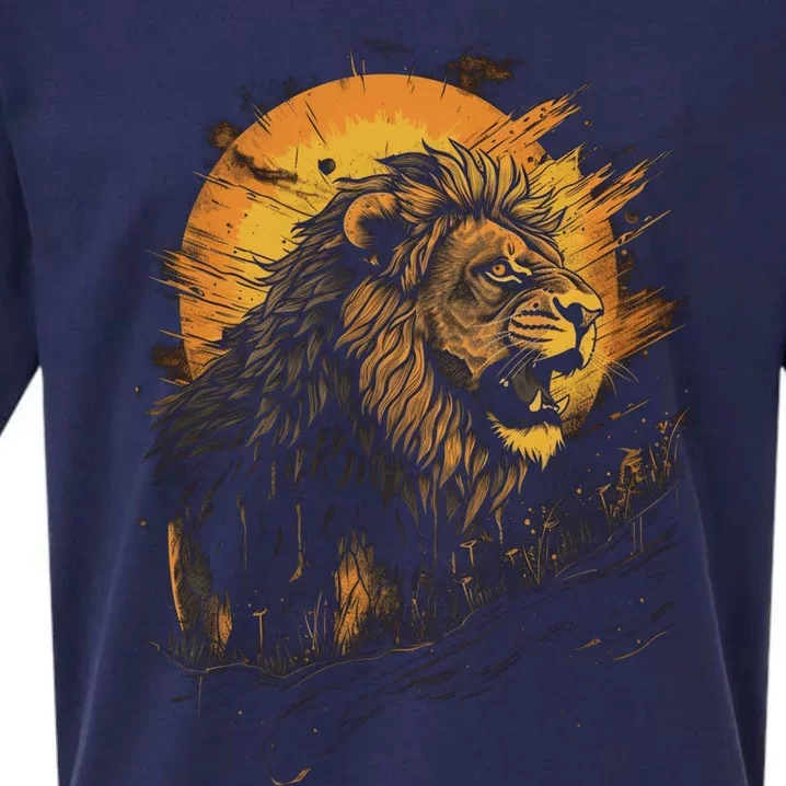 Lion Animal Retro Style Graphic Tee for Boy Girl Sueded Cloud Jersey T-Shirt