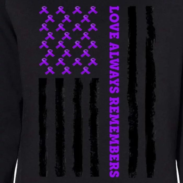 Love Always Remembers Alzheimer's American Flag Womens California Wash Sweatshirt