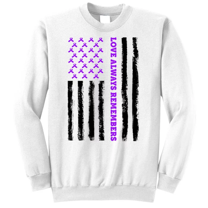 Love Always Remembers Alzheimer's American Flag Sweatshirt