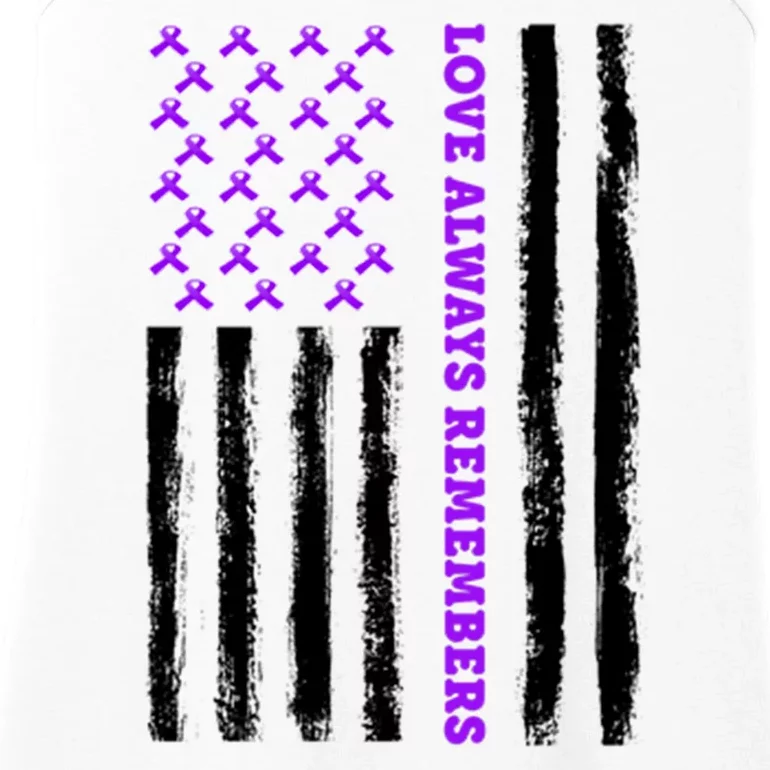 Love Always Remembers Alzheimer's American Flag Ladies Essential Tank