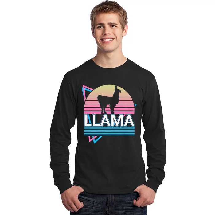 Llama Alpaca Retro Long Sleeve Shirt