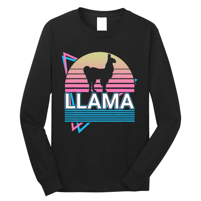 Llama Alpaca Retro Long Sleeve Shirt