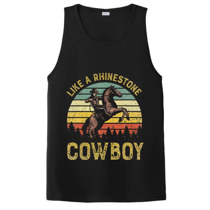 Like A Rhinestone Cowboy Vintage Western Rodeo Country Music Performance Tank