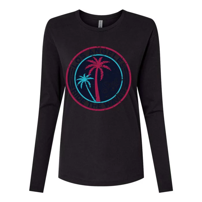 Los Angeles Ride The Waves And Surfing Womens Cotton Relaxed Long Sleeve T-Shirt