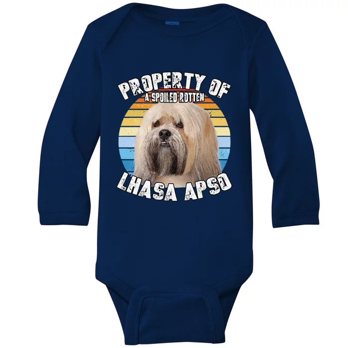 Lhasa Apso Retro Property Of Cute Dog Baby Long Sleeve Bodysuit