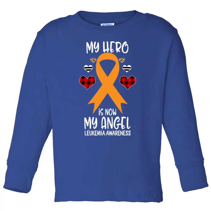 Leukemia Awareness Remembrance Hero Is Now My Angel Gift Toddler Long Sleeve Shirt