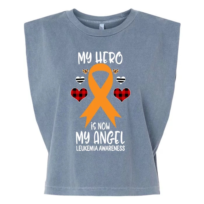 Leukemia Awareness Remembrance Hero Is Now My Angel Gift Garment-Dyed Women's Muscle Tee