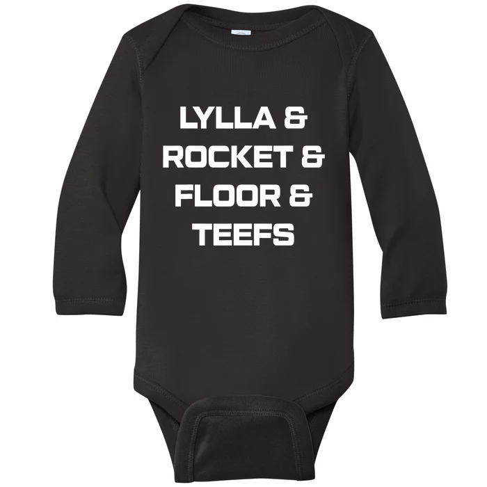 Lylla And Rocket And Floor And Teefs Guardian Of The Galaxy Baby Long Sleeve Bodysuit