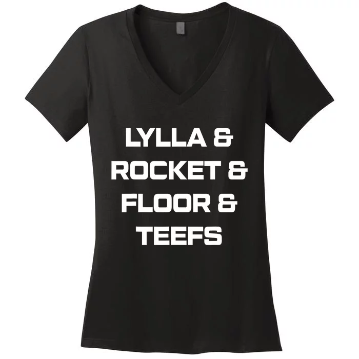 Lylla And Rocket And Floor And Teefs Guardian Of The Galaxy Women's V-Neck T-Shirt