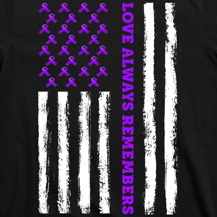 Love Always Remembers Alzheimer's American Flag T-Shirt