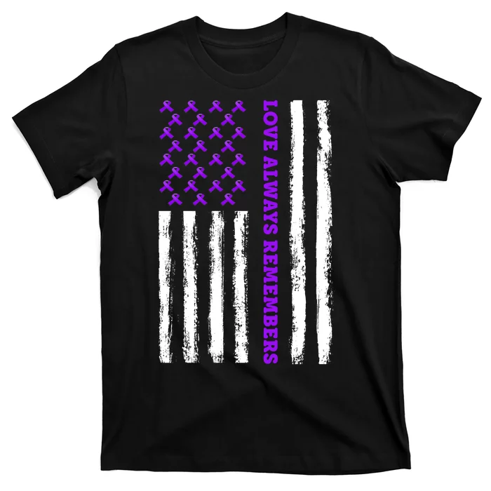 Love Always Remembers Alzheimer's American Flag T-Shirt