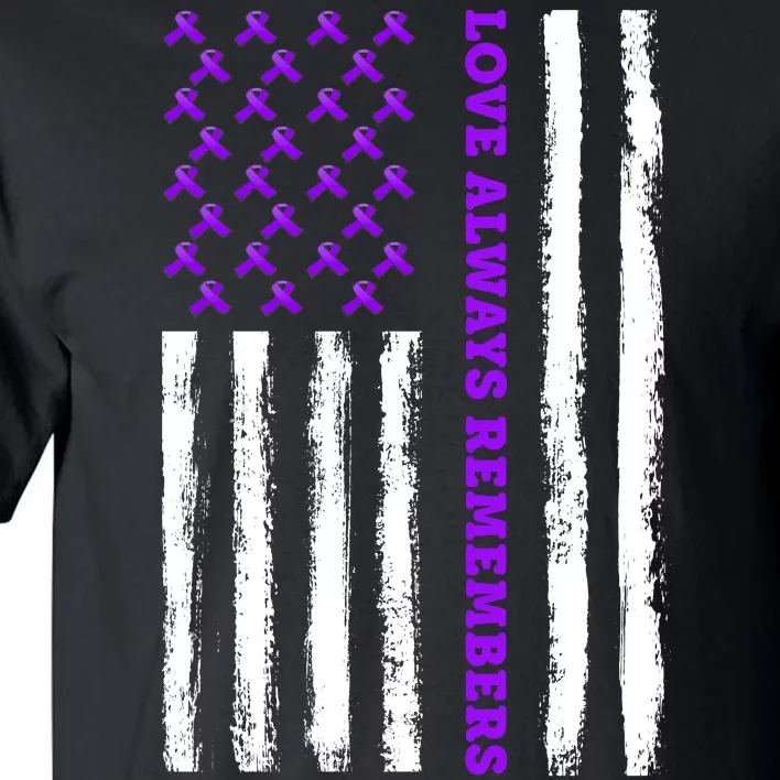 Love Always Remembers Alzheimer's American Flag Tall T-Shirt