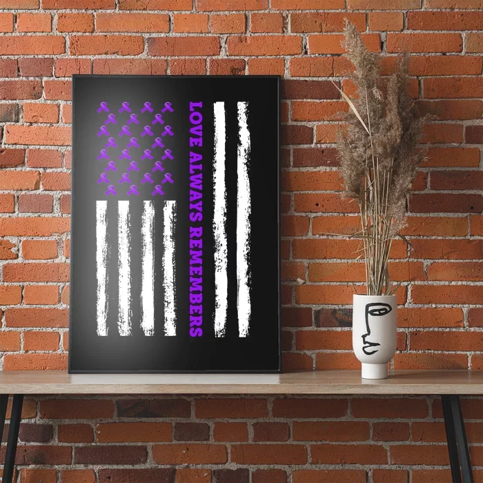 Love Always Remembers Alzheimer's American Flag Poster