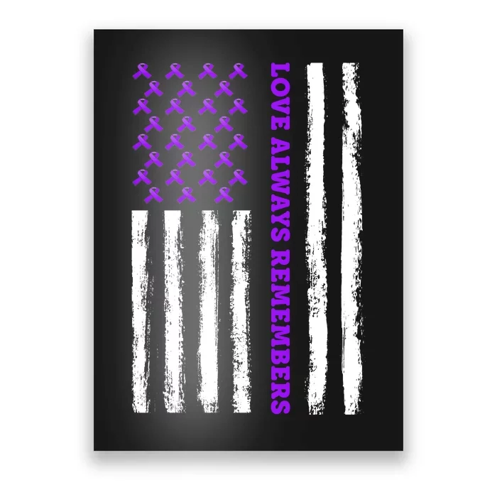 Love Always Remembers Alzheimer's American Flag Poster