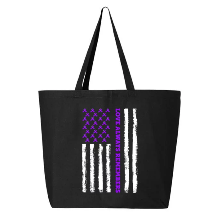 Love Always Remembers Alzheimer's American Flag 25L Jumbo Tote