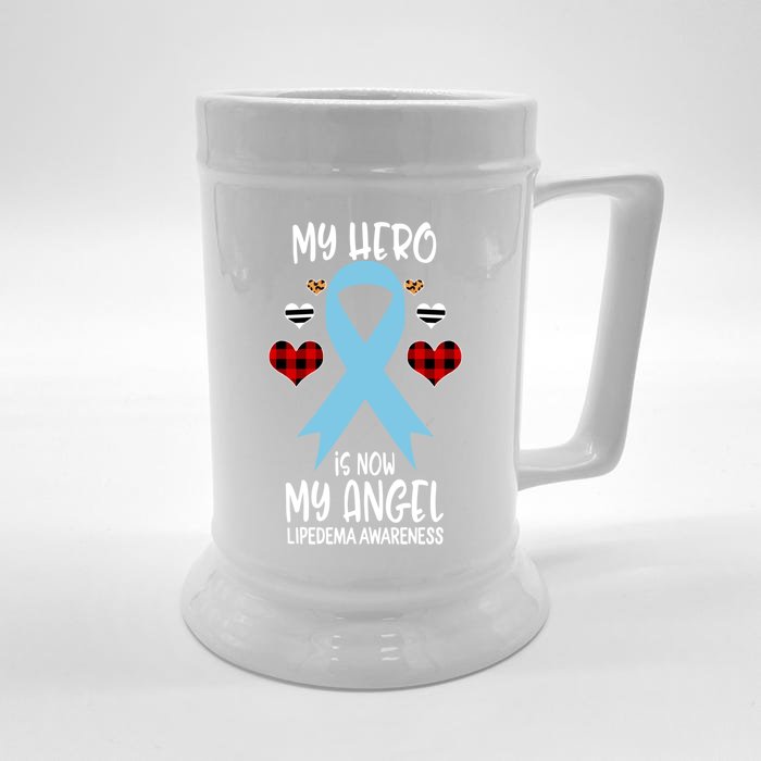 Lipedema Awareness Remembrance Hero Is Now My Angel Gift Front & Back Beer Stein