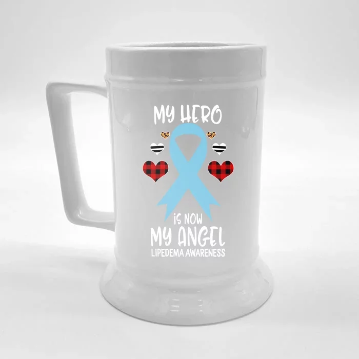 Lipedema Awareness Remembrance Hero Is Now My Angel Gift Front & Back Beer Stein