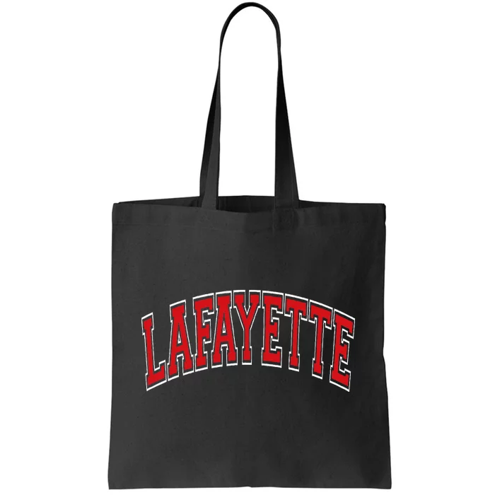 Lafayette Arched Red Text Tote Bag