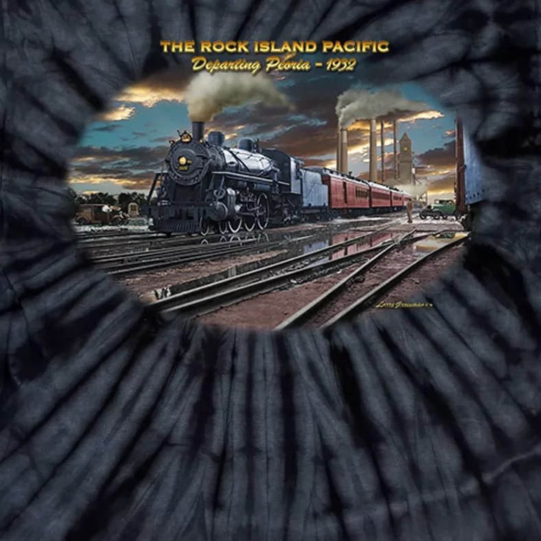 Larry Grossman Rock Island Pacific Train Tie-Dye T-Shirt