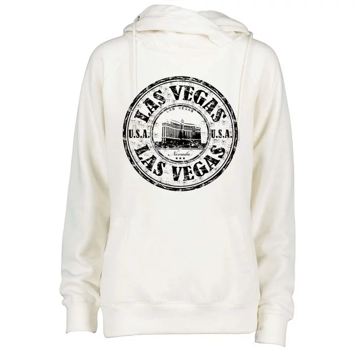 Las Vegas Distressed Circle Womens Funnel Neck Pullover Hood