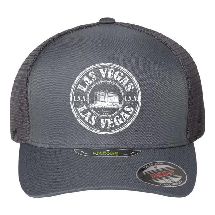 Las Vegas Distressed Circle Flexfit Unipanel Trucker Cap