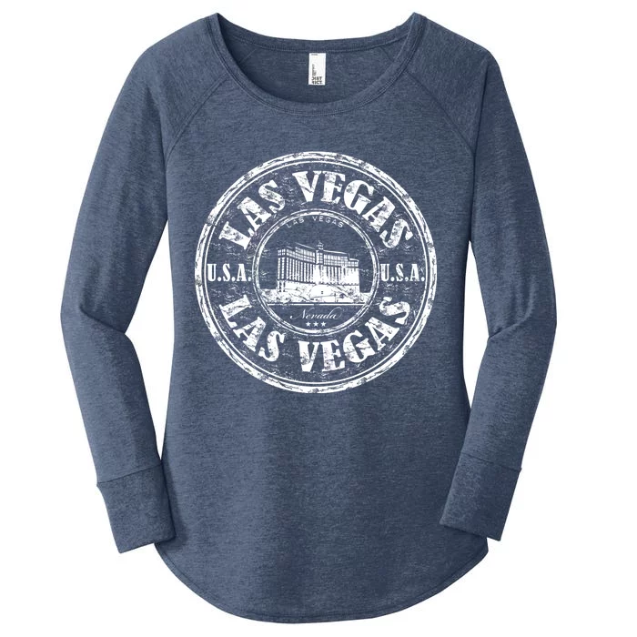 Las Vegas Distressed Circle Women's Perfect Tri Tunic Long Sleeve Shirt