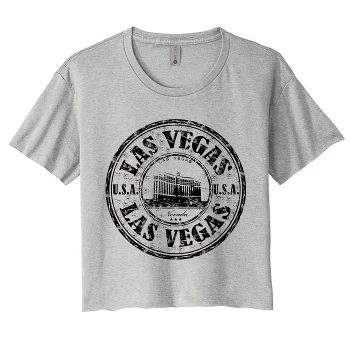 Las Vegas Distressed Circle Women's Crop Top Tee