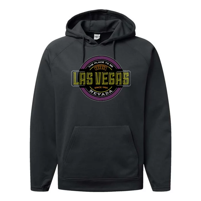 Las Vegas Retro Neon Logo Performance Fleece Hoodie