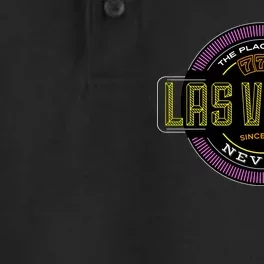 Las Vegas Retro Neon Logo Dry Zone Grid Performance Polo