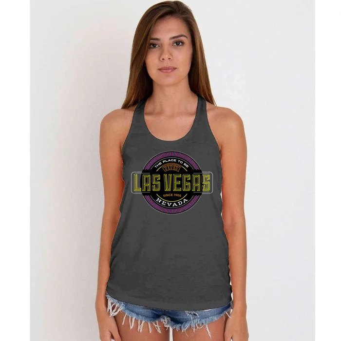 Las Vegas Retro Neon Logo Women's Knotted Racerback Tank