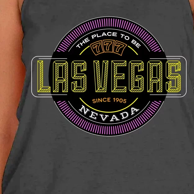 Las Vegas Retro Neon Logo Women's Knotted Racerback Tank