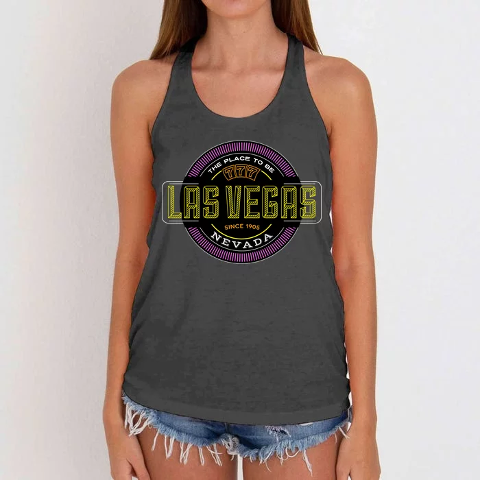 Las Vegas Retro Neon Logo Women's Knotted Racerback Tank