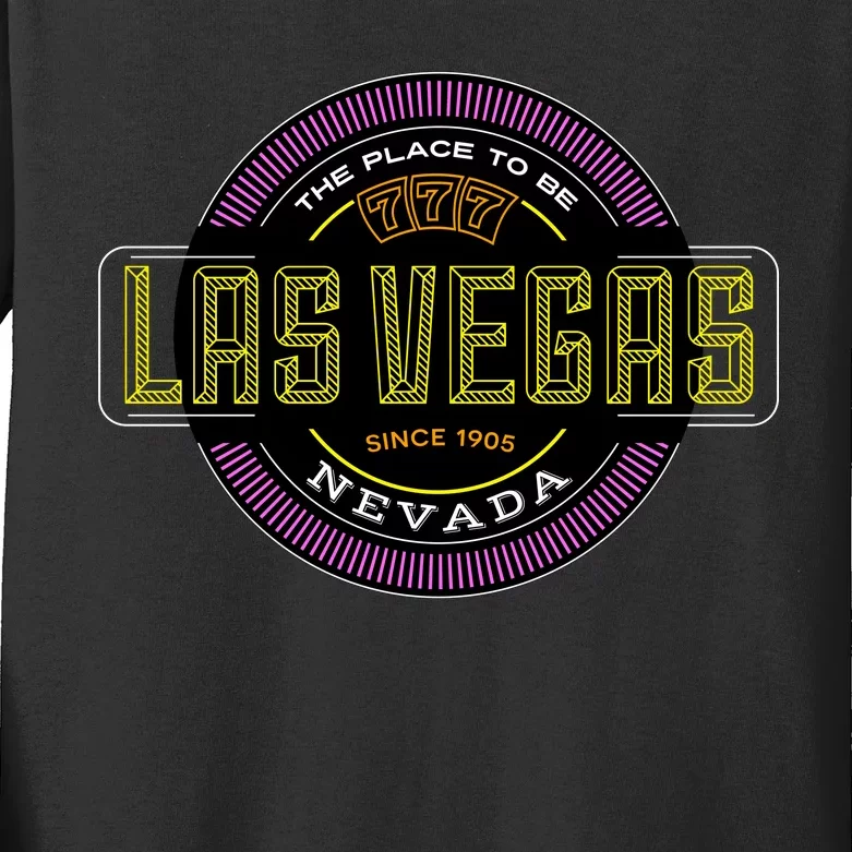 Las Vegas Retro Neon Logo Kids Long Sleeve Shirt