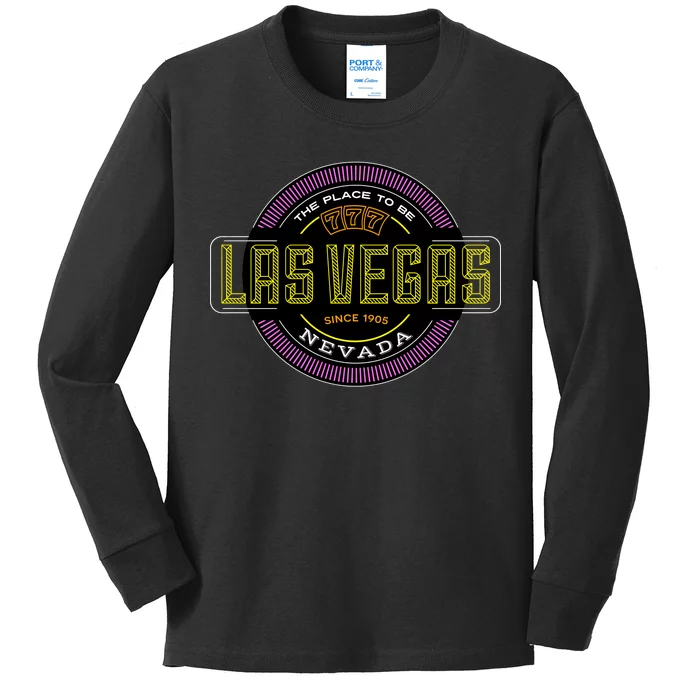 Las Vegas Retro Neon Logo Kids Long Sleeve Shirt