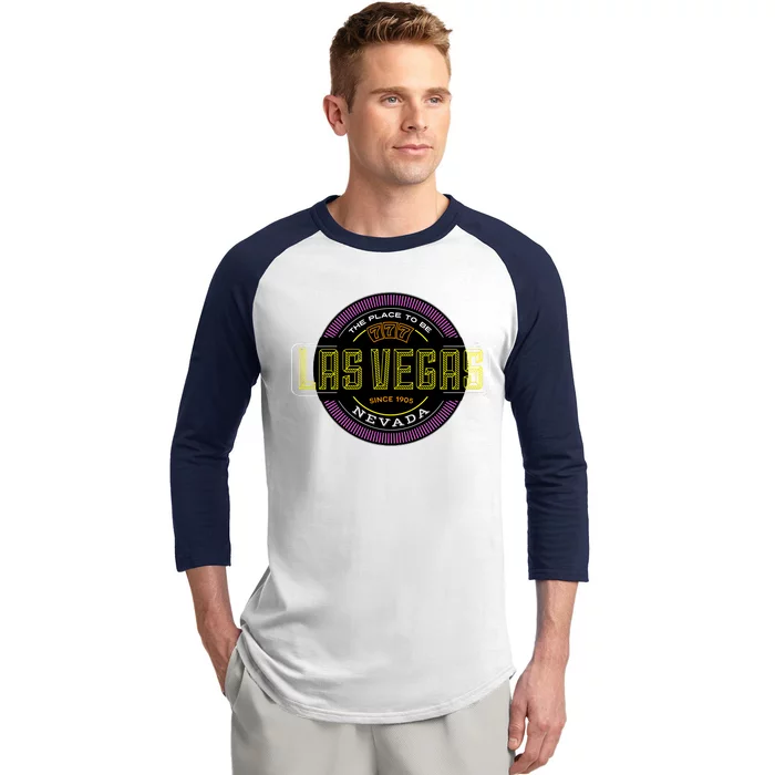 Las Vegas Retro Neon Logo Baseball Sleeve Shirt