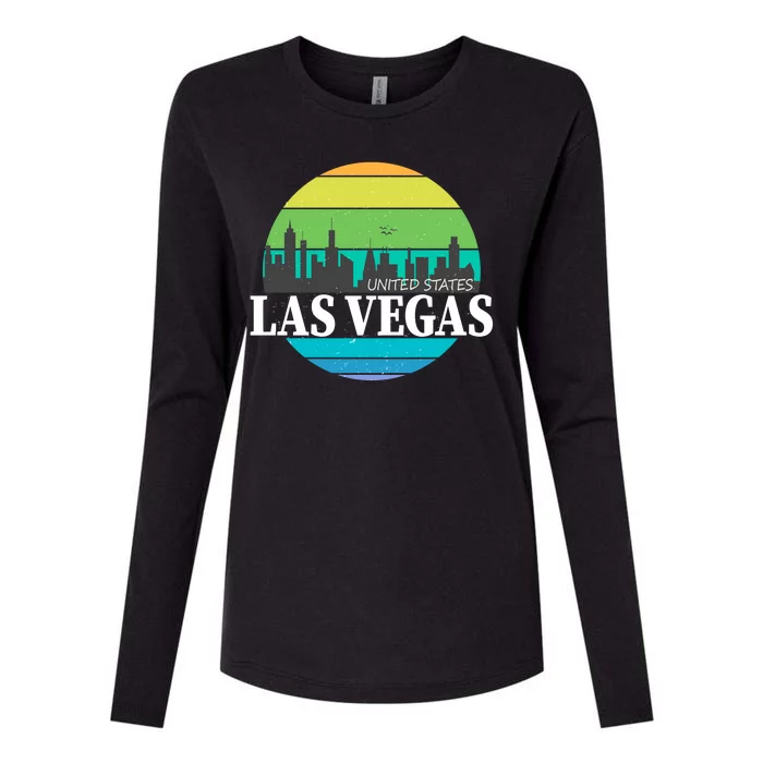 Las Vegas Retro Skyline Womens Cotton Relaxed Long Sleeve T-Shirt