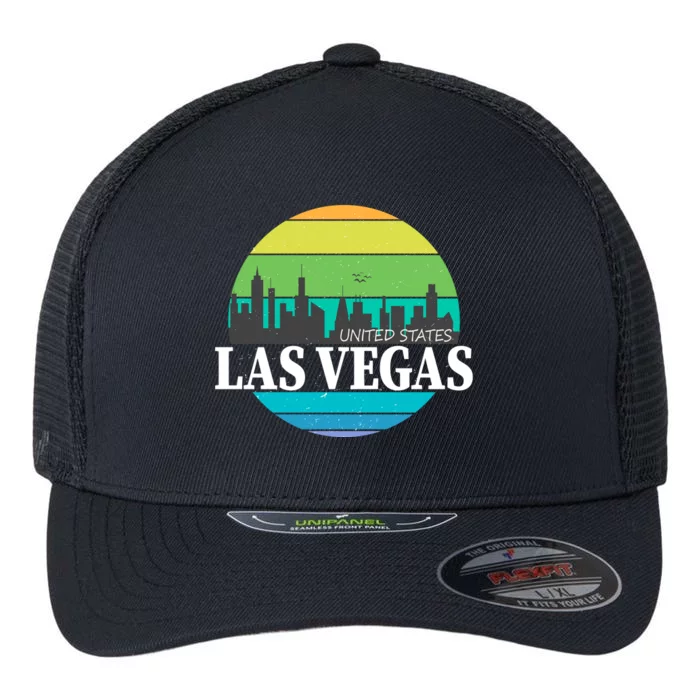 Las Vegas Retro Skyline Flexfit Unipanel Trucker Cap