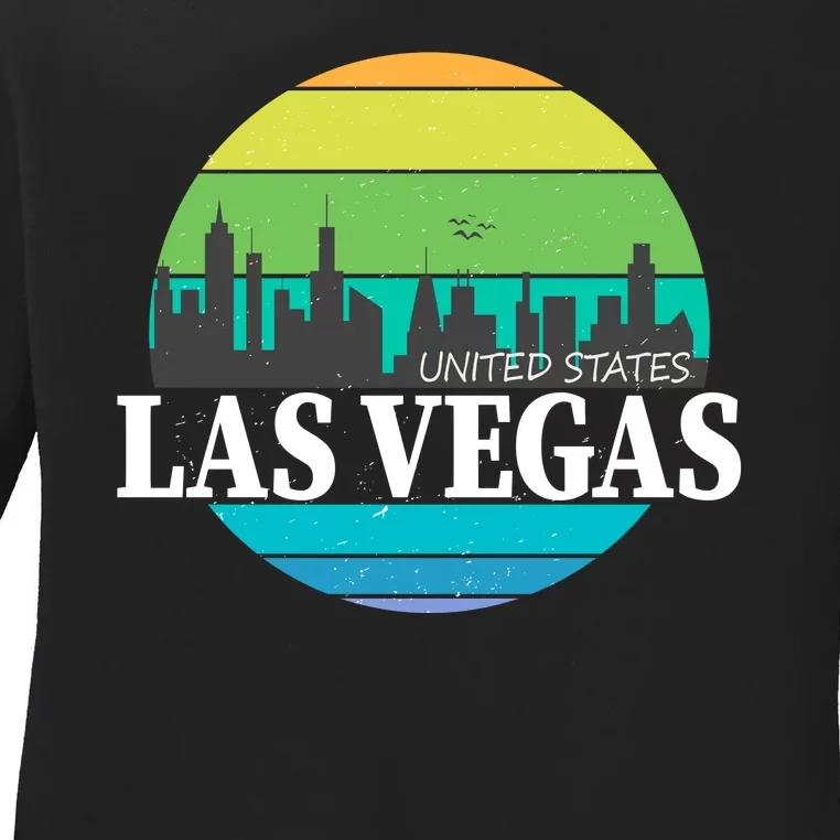 Las Vegas Retro Skyline Ladies Long Sleeve Shirt