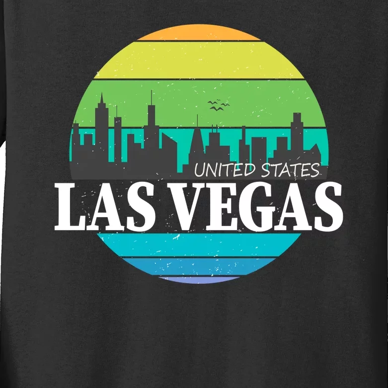 Las Vegas Retro Skyline Kids Long Sleeve Shirt