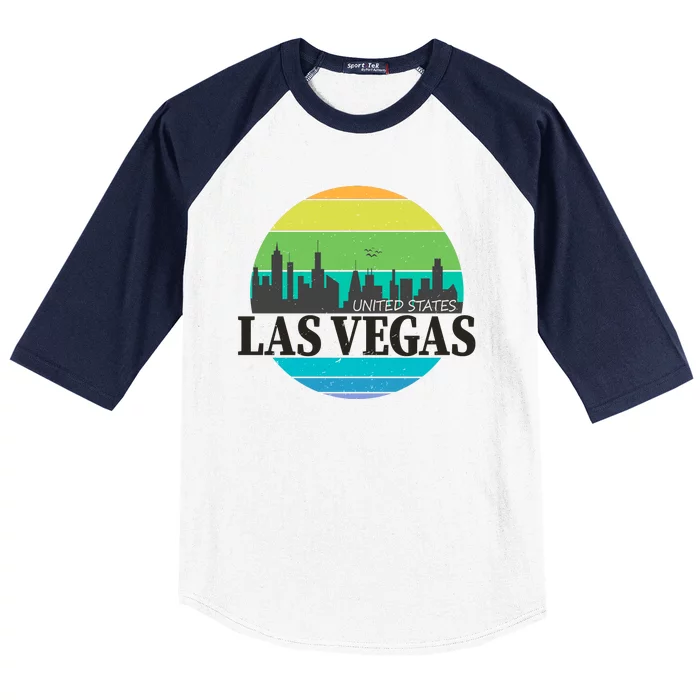 Las Vegas Retro Skyline Baseball Sleeve Shirt