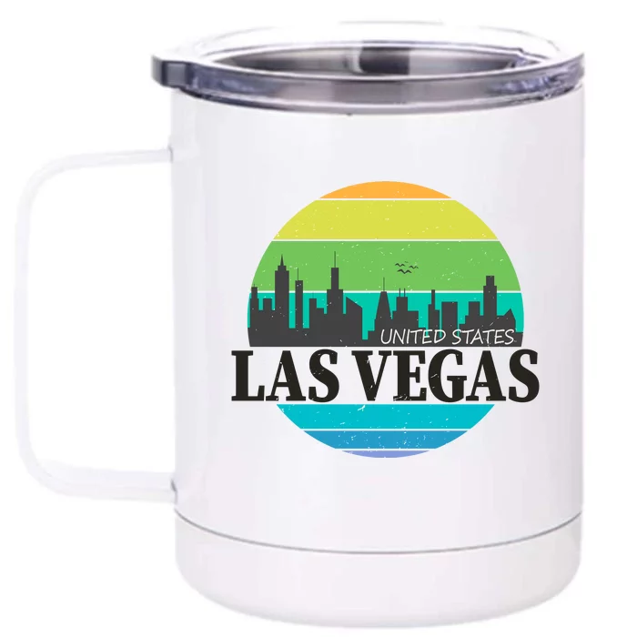 Las Vegas Retro Skyline Front & Back 12oz Stainless Steel Tumbler Cup