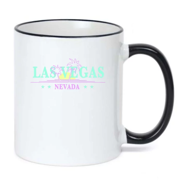 Las Vegas Retro Sunset Palm Trees Black Color Changing Mug