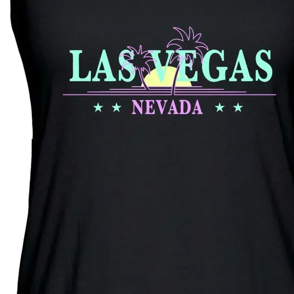 Las Vegas Retro Sunset Palm Trees Ladies Essential Flowy Tank