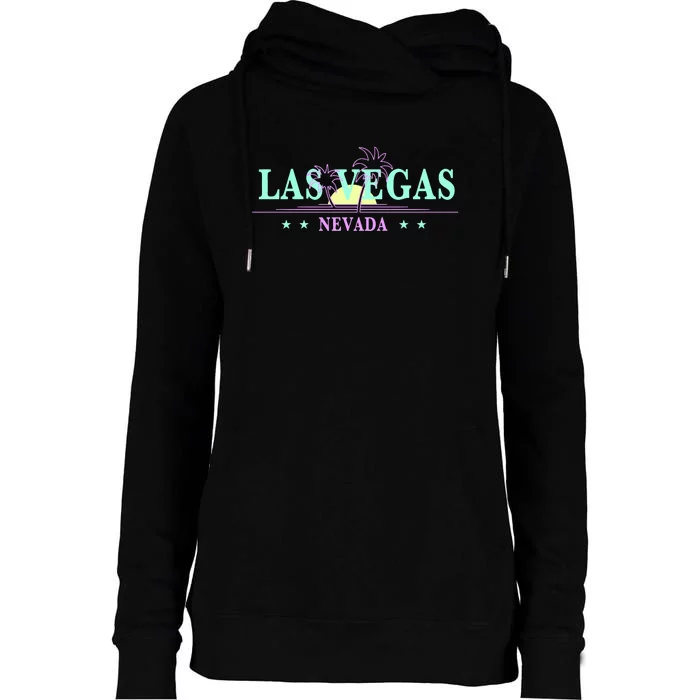 Las Vegas Retro Sunset Palm Trees Womens Funnel Neck Pullover Hood