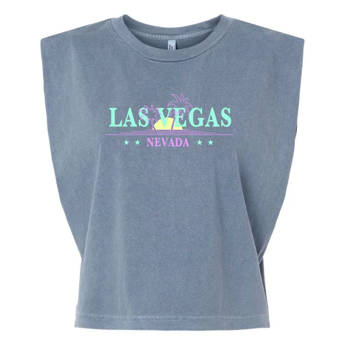 Las Vegas Retro Sunset Palm Trees Garment-Dyed Women's Muscle Tee